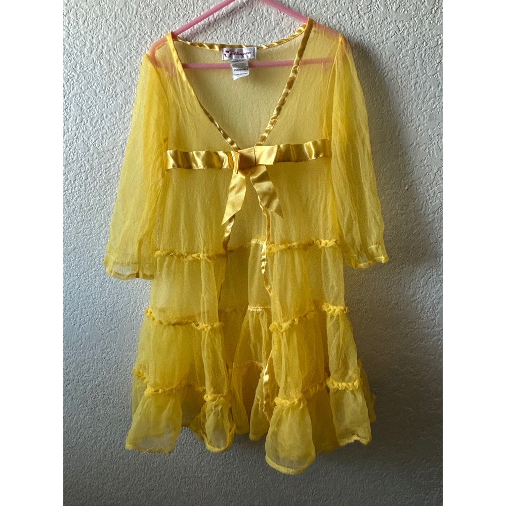 Disney Store Yellow Sheer Mesh‎ Tiered Ruffle Robe Princess 4 XS Belle Style